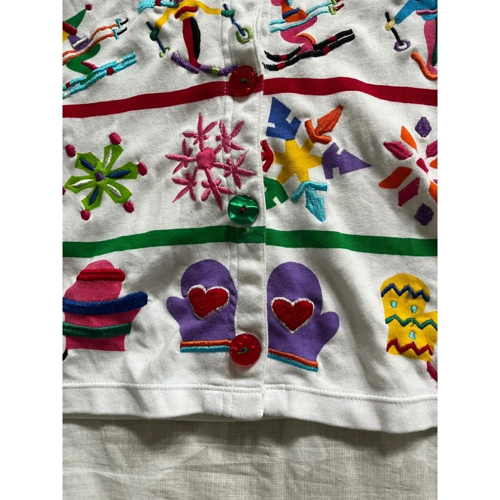 Michael Simon lite ski winter embroidered cardigan‎ medium
